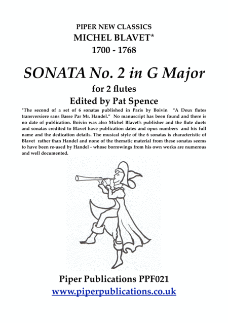 Blavet Sonata No 2 In G Major For 2 Flutes Sheet Music