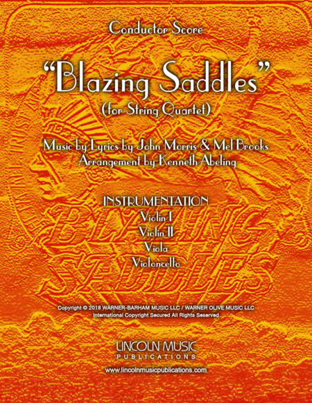 Free Sheet Music Blazing Saddles Movie Theme For String Quartet
