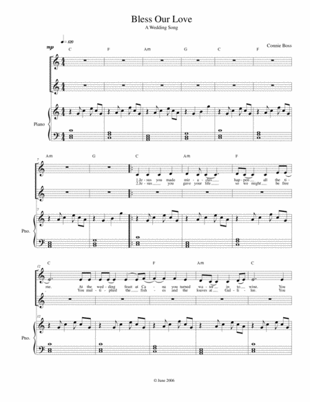 Free Sheet Music Bless Our Love A Wedding Song