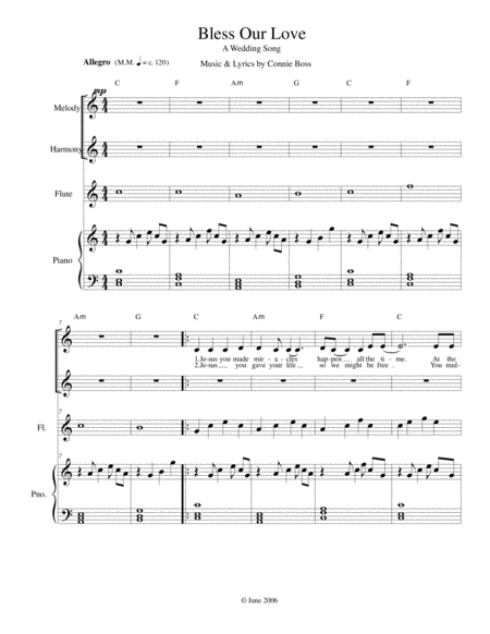 Bless Our Love Wedding Vocal Duet And Piano With Optional Instruments Sheet Music