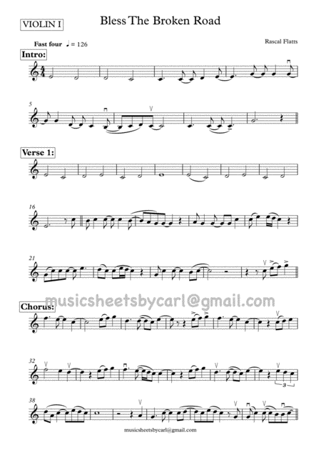 Bless The Broken Road Rascal Flatts String Quartet Sheet Music