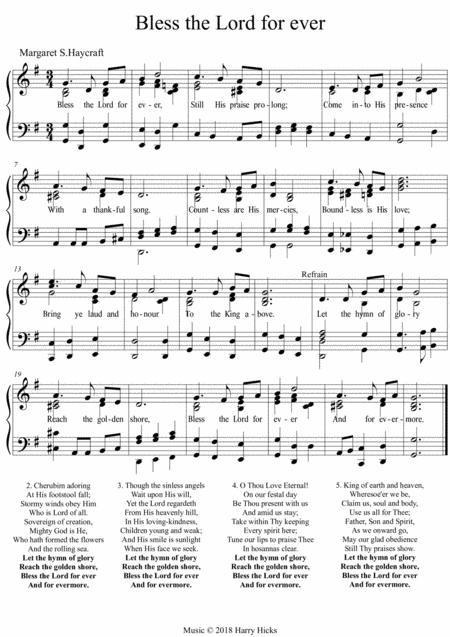 Bless The Lord Forever A New Tune To A Wonderful Old Hymn Sheet Music