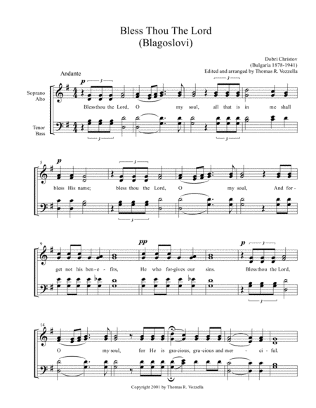 Bless Thou The Lord Psalm 103 Sheet Music