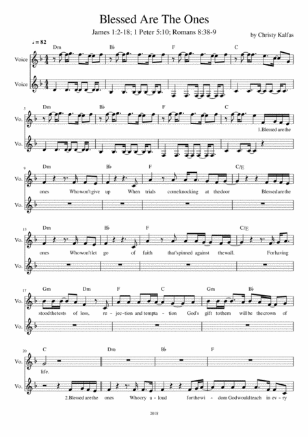 Free Sheet Music Blessed Are The Ones Tenor Soprano Vocal Duet Lead Sheet