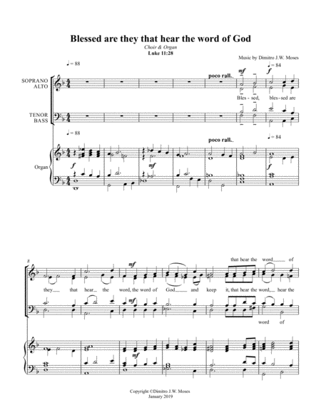 Free Sheet Music Blessed Are They That Hear The Word Of God