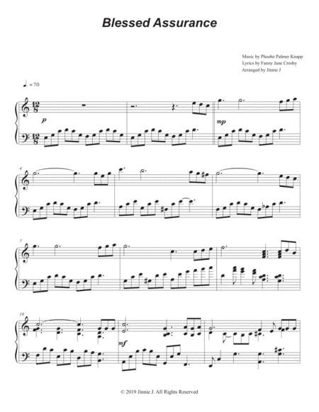 Free Sheet Music Blessed Assurance Piano Hymn Arrangement