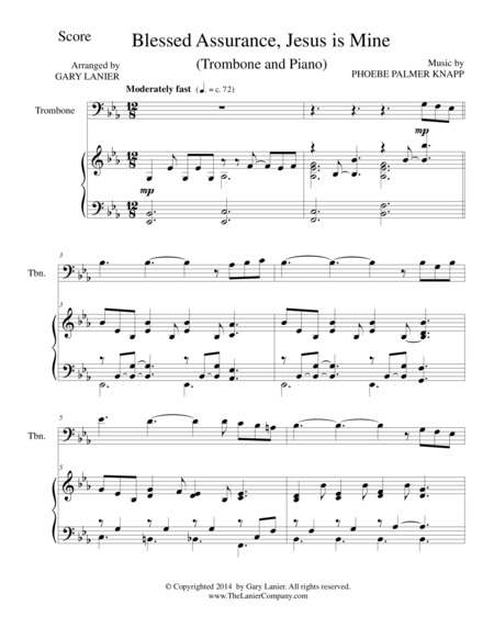 Blessed Assurance Trombone Piano And Trombone Part Sheet Music