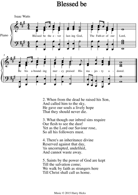 Blessed Be The Everlasting God A New Tune To A Wonderful Isaac Watts Hymn Sheet Music