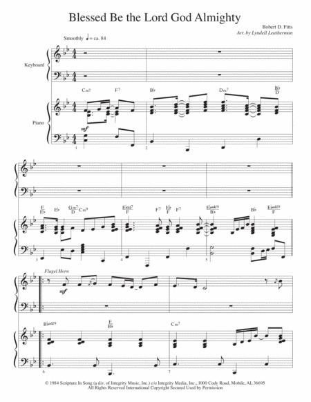 Blessed Be The Lord God Almighty Keyboard Piano Duet Sheet Music