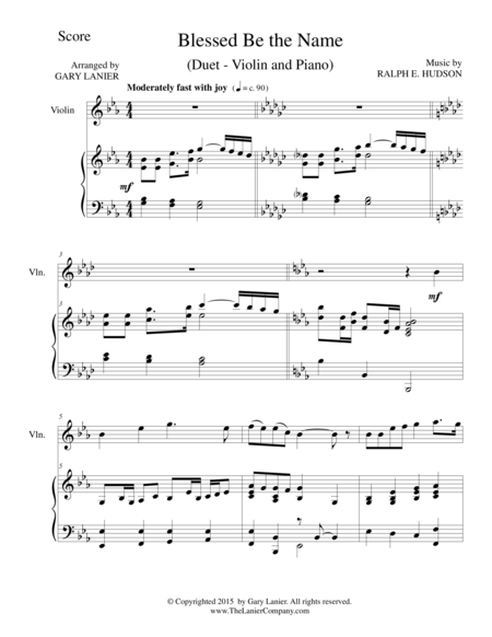 Blessed Be The Name Duet Violin And Piano Score And Parts Sheet Music