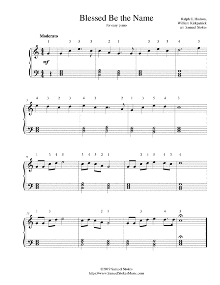 Free Sheet Music Blessed Be The Name For Easy Piano