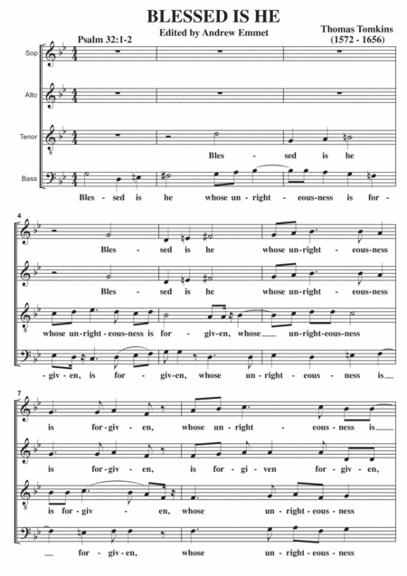 Blessed Is He Satb Sheet Music