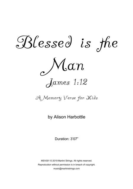 Blessed Is The Man James 1 12 Memory Verse Sheet Music