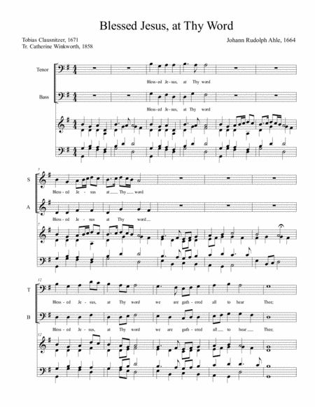 Blessed Jesus At Thy Word Sheet Music