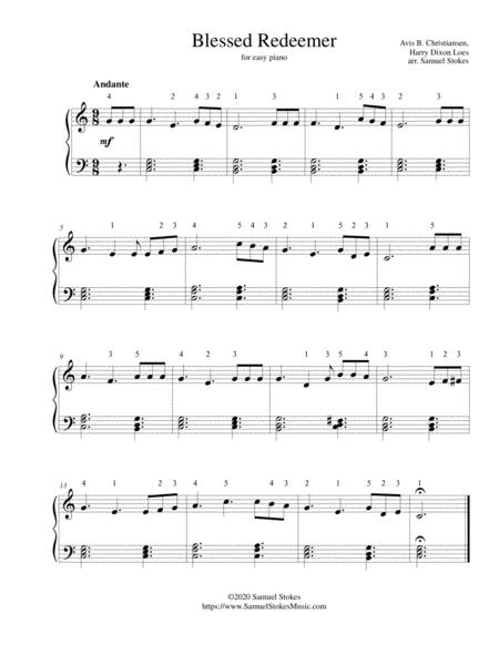 Free Sheet Music Blessed Redeemer For Easy Piano
