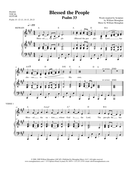 Free Sheet Music Blessed The People Psalm 33