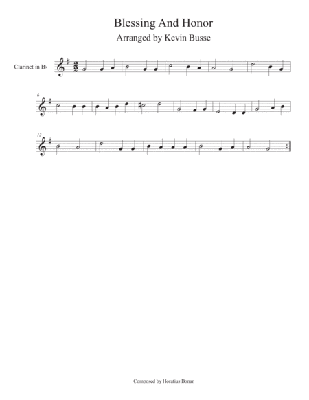 Free Sheet Music Blessing And Honor Clarinet