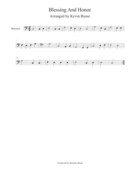 Free Sheet Music Blessing And Honor Easy Key Of C Bassoon