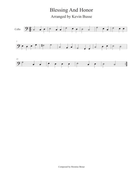 Blessing And Honor Easy Key Of C Cello Sheet Music