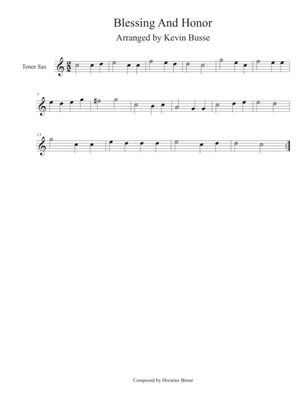 Blessing And Honor Easy Key Of C Tenor Sax Sheet Music