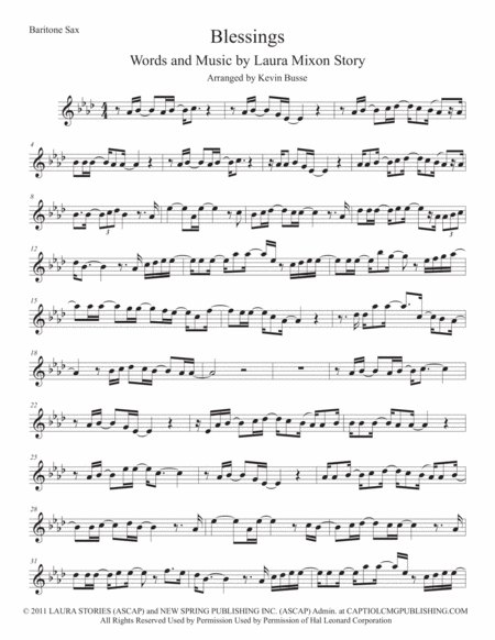 Blessings Bari Sax Sheet Music