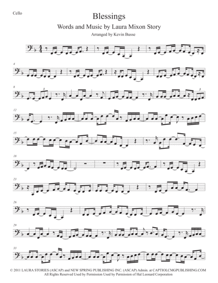 Free Sheet Music Blessings Cello