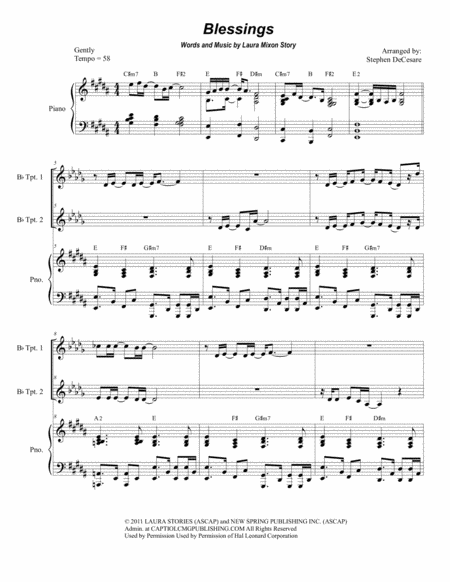 Blessings Duet For Bb Trumpet Sheet Music