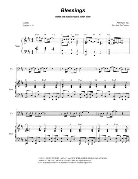 Blessings For Cello Solo And Piano Sheet Music