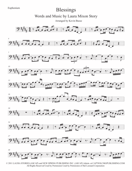 Blessings Original Key Euphonium Sheet Music