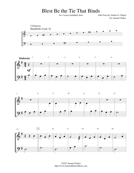 Blest Be The Tie That Binds For 3 Octave Handbell Choir Sheet Music