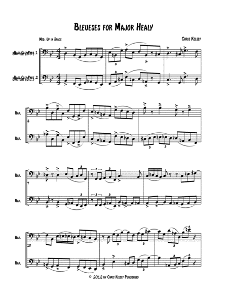 Free Sheet Music Bleuses For Major Healy Duet For Bass Clef Instruments