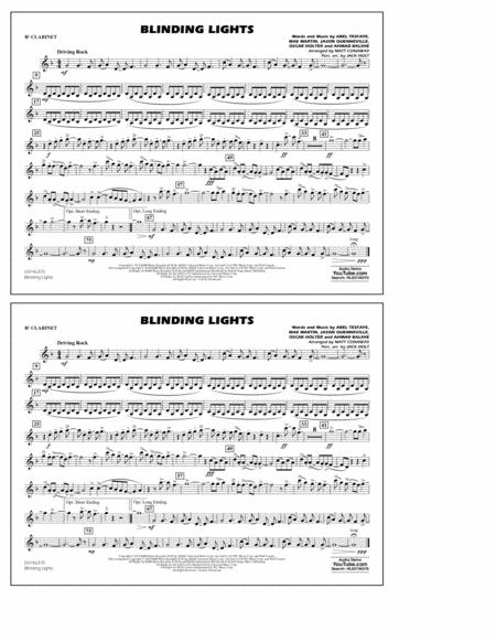 Blinding Lights Arr Matt Conaway Bb Clarinet Sheet Music