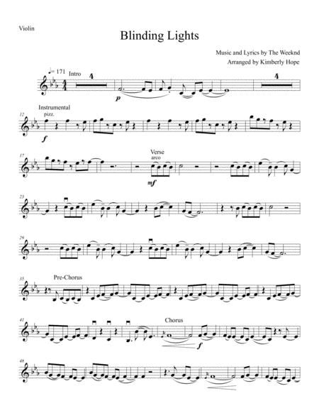 Blinding Lights By The Weeknd Violin Solo Sheet Music