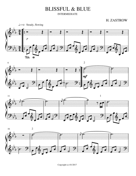 Free Sheet Music Blissful Blue