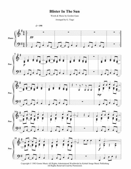 Free Sheet Music Blister In The Sun Piano Solo