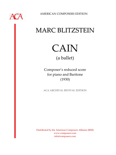 Blitzstein Cain Sheet Music