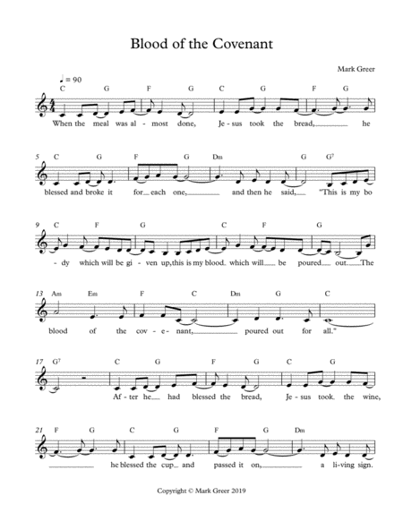 Free Sheet Music Blood Of The Covenant