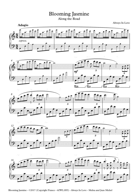 Free Sheet Music Blooming Jasmine