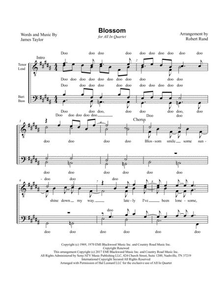 Blossom Male Barbershop Arr Robert Rund Sheet Music