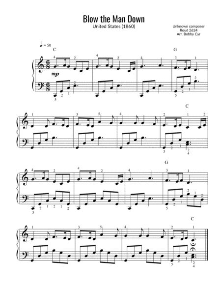 Blow The Man Down Easy Piano Solo Sheet Music