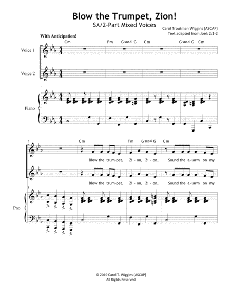 Blow The Trumpet Zion 2 Part Sheet Music