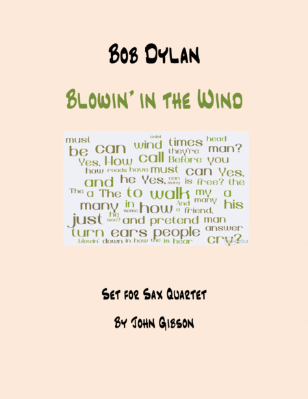 Blowin In The Wind Sax Quartet Sheet Music