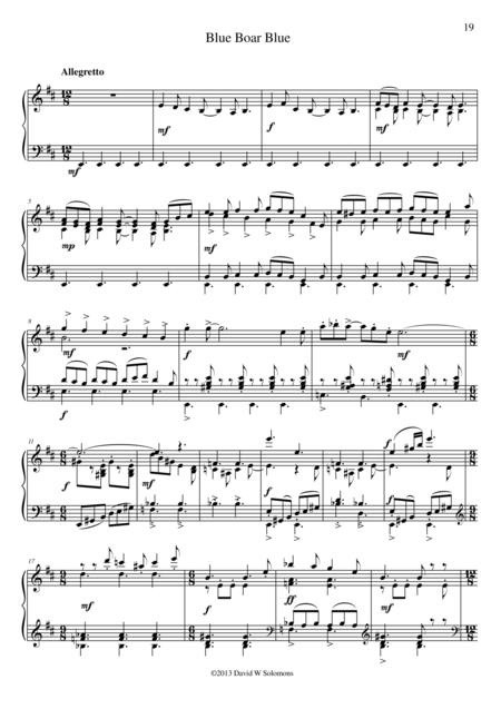 Blue Boar Blue For Piano 2 Hands Sheet Music