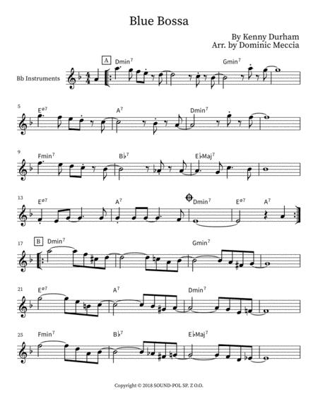 Free Sheet Music Blue Bossa Bb Instruments