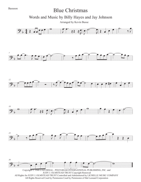 Free Sheet Music Blue Christmas Bassoon