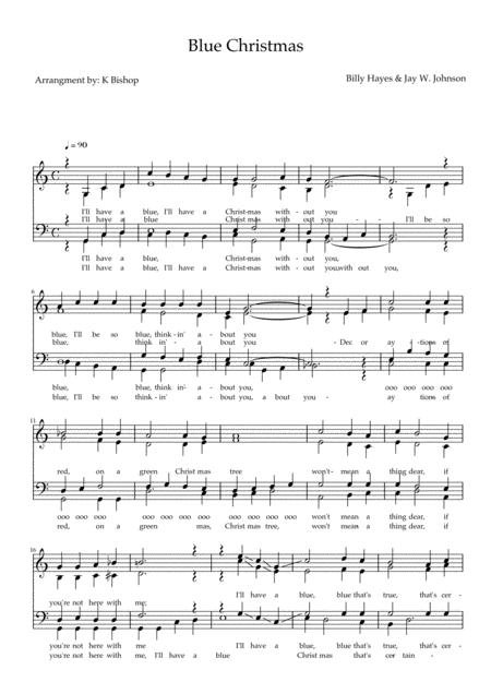 Blue Christmas Four Part Acapella Sheet Music