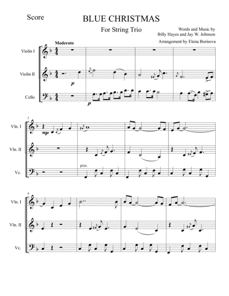 Blue Christmas String Trio Sheet Music