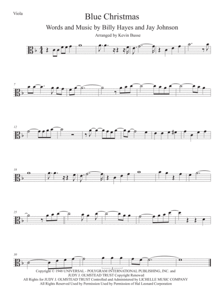 Free Sheet Music Blue Christmas Viola