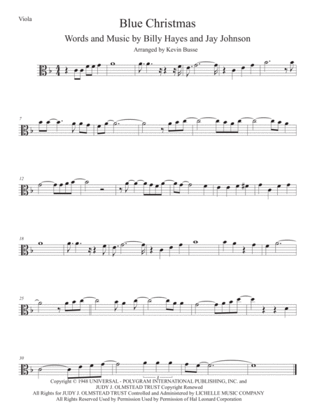 Blue Christmas Viola Sheet Music