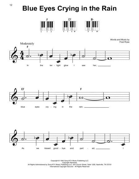 Free Sheet Music Blue Eyes Crying In The Rain